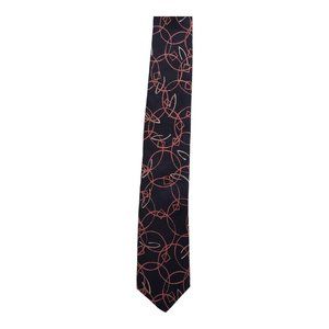 Lubins Westchester Geometric Black Pattern 100% Silk Skinny Necktie